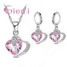 New Latest S925 Heart Pendant Necklace Earrings Ladies Jewelry Sets Crystal Best Gifts For Girls Women Wedding Engagement 2024 - buy cheap