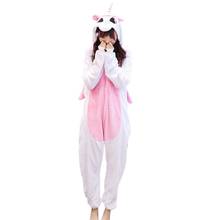 Fantasia para adultos kigurumi, pijama adulto rosa unicórnio, para homens e mulheres, desenho de animais, unicórnio, inverno, festa de casal 2024 - compre barato