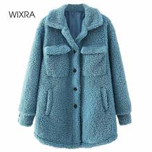 Wixra Womens Single Breasted Jackets Lady Pockets Soft Warm Lamb Wool Turn Down Collar Street Style Loose Overcoat Autumn Winter 2024 - buy cheap