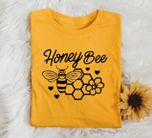 Honey bee T-shirt Funny Floral bee Graphic shirts Vegan tee Nature Shirts women fashion grunge vintage t shirt 100%cotton tops 2024 - buy cheap