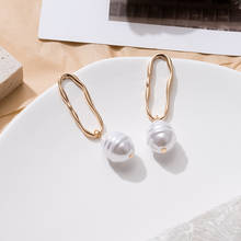 Simple Small Korean Pearl Earrings for Women Statement Geometric Metal Gold Dangle Drop Earrings 2020 New Trend Fashion Jewelry 2024 - buy cheap
