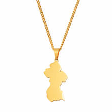Anniyo Map of Guyana Pendant Necklaces Women Girls Gold Color & Stainless Steel Guayana Jewelry Republic of Guyana #062421 2024 - buy cheap