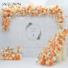 JAROWN Customize New Orange Caramel Champagne Wedding Flower Row Paper Pillar Party Stage Background Wall Decoration Floral 2024 - buy cheap