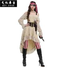 new Adult One-eyed pirate captain Deluxe Lady Of The Sea Priate Costume cosplay Halloween Fancy Dress Carnival Party Clothing 2024 - buy cheap