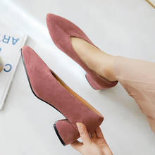 Zapatos de tacón aterciopelados para mujer, calzado de tacón con punta puntiaguda, color rojo rosado, para primavera y otoño, talla grande 34-48 2024 - compra barato