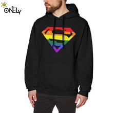 Super Queer Rainbow hoodies  Gay Lesbian Pride LGBTQ LGBT Sweatshirt For Men Great Camiseta Round Collar Plus Size 2024 - buy cheap