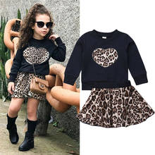 2019 New Toddler Baby Girl Autumn Winter Clothes Set Long Sleeve Sweatshirt Tops Leopard Mini Skirt Outfits Clothes Set 2024 - buy cheap