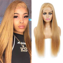 4X4 Lace Closure Human Hair Wigs Colored Honey Blonde Long Straight Wigs Brazilian Hair For Black Women Non-Remy IJOY 2024 - buy cheap