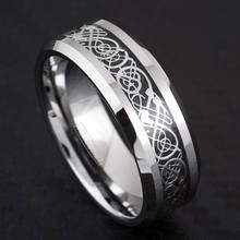 FDLK Роскошные ювелирные аксессуары 8 мм черный/серебристый цвет из нержавеющей стали обручальное кольцо Дракон из нержавеющей стали кольца для мужчин 2024 - купить недорого