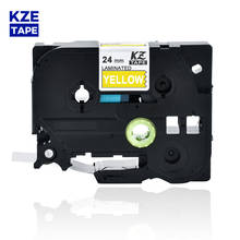24mm Tze655 White on Yellow Laminated Label Tape Cassette Cartridge label ribbon tze tape Tze-655 tze 655 tze655 for P-touch PT 2024 - buy cheap