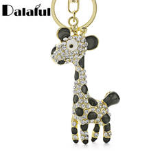 Брелок Dalaful с голубым эмалью и кристаллом в виде жирафа, брелок для автомобильных ключей, K152 2024 - купить недорого