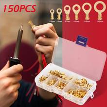 150pcs/set Ring Type Gold Terminals Golden Brass Non-insulated Crimp Terminals Connectors 3.2mm-10.2mm Cable Wire Connectors 2024 - buy cheap