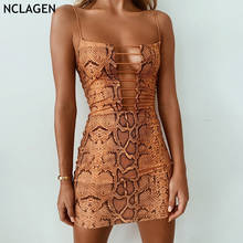 NCLAGEN-vestido Bandage ahuecado para mujer, Sexy, estampado de serpentina, sin mangas, ajustado a la cadera, para fiesta y Club 2024 - compra barato