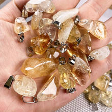 5Pcs Natural Stone Yellow Quartz Crystal Pendants Irregular Citrines Charms Pendant For DIY Necklace Jewelry Making Gifts 2024 - buy cheap