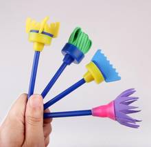 4Pcs/set)Finger Painting Tool Rotate Spin Sponge Paint Brush Flower Graffiti Art Draw Paint Toys Tool School Stationery Supplies 2024 - buy cheap