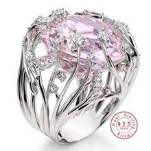 2020 Fashion 925 Sterling Silvery Luxury Exaggerated Creative Branches Pink Crystal Ring for Women AAA CZ Zircon Rings Jewelry 2024 - buy cheap