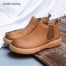 Golden Sapling Vintage Chelsea Boots Fashion Leather Winter Men Shoes Comfortable Leisure Men's Ankle Boot Classic Formal Shoe 2024 - buy cheap