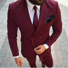 Red Tuxedo Men Suits 2 Pieces Business Suit Blazer Peak Lapel Groomsmen Formal Wedding Party Suits ( jacket Pants ) N173 2024 - buy cheap