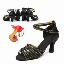 Zapatos de baile de Tango/Latino para mujer, zapatos de baile profesionales de Salsa de tacón rojo y negro, 5cm/7cm 2024 - compra barato