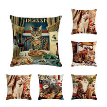 Super Cute Persian Cat Series Flax Pillow Cover and Cushion Cover Home Decor 2024 - buy cheap