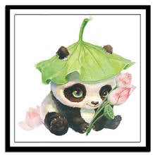 Lotus Leaf Panda Needlework,Printed Cross stitch,Sets For Embroidery kit Full Cross-Stitching Silk 50X50cm 2024 - buy cheap