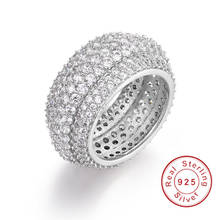 Anillo de plata esterlina 360 para mujer, sortija de boda con diseño de diamante de imitación, 925 Uds. 2024 - compra barato