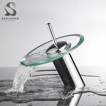 Bathroom Round Glass Basin Faucet Contemporary Waterfall Glass Spout Hot and Cold Water Mixer Taps Deck Installation 2024 - buy cheap
