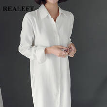 Realeft vestido feminino branco grande, primavera verão, 2021, casual, solto, elegante, vintage, single-breasted 2024 - compre barato