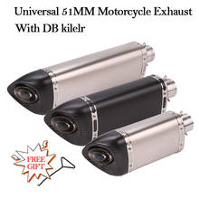 51mm Slip On Universal Motorcycle Exhaust Pipe Modified Carbon Fibre Escape Muffler DB Killer For ZX6R Forza 350 CB650R Ninja400 2024 - buy cheap