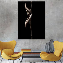 Preto e branco sexy mulher africana pintura a óleo da lona parede arte imagem cartaz moderno sala de estar decoração casa 2024 - compre barato