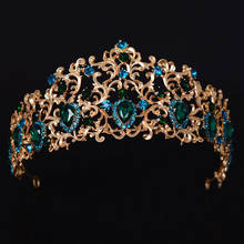 Baroque Forest Leaf Crystal Tiara Brides Crown Gold Head Piece Bridal Jewelry Green Crowns Queen Diadem Wedding Hair Accessories 2024 - buy cheap