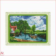 Joy Sunday Spring Scenery Pattern Counting And Stamping Cross Stitch Kit 14CT 11CT Chinese Embroidery DIY Needlework Sewing Set 2024 - buy cheap