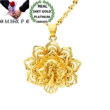 OMHXFC Wholesale European Fashion Woman Man Unisex Party Birthday Wedding Gift Hollow Peacock 24KT Real Gold Charm Pendant PN168 2024 - buy cheap