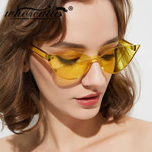 WHO CUTIE Fashion Transparent Sunglasses Women Cat Eye Brand Designer 2019 Vintage Rimless Frame Futuristic Sun Glasses OM851 2024 - buy cheap