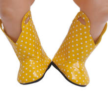 43 cm baby dolls shoes newborn Yellow polka dot rain boots Baby toys fit American 18 inch Girls doll g60 2024 - buy cheap