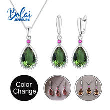 Bolai jewelry,pear 10*15mm Color Change zultanite Jewelry set sterling silver 925 earrings and pendant fine jewelry for girl 2024 - buy cheap