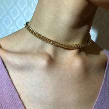 Flatfoosie-gargantilla de cadena de eslabones para mujer, collar llamativo de Color dorado y plateado, accesorios de joyería para mujer 2024 - compra barato