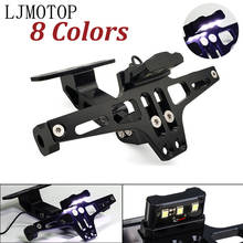 Newest Motorcycle License Number Plate Frame Holder Bracket With LED For Honda PCX 125 150 KAWASAKI Versys 650 KLZ1000 Z400 2024 - buy cheap