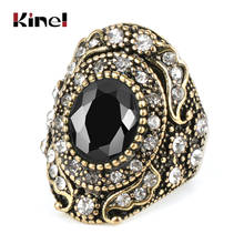 Kinel-Anillo de piedra negra para mujer, joyería de Turquía, Bronce Antiguo, dama de honor, boda, fiesta, cristal, mejor regalo para Amiga 2024 - compra barato