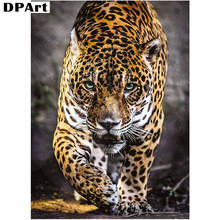 Daipor pintura 5d completa quadrada/redonda leopardo animal diamante bordado cristal ponto cruz cristal m121 2024 - compre barato