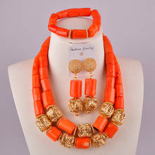 elegant orange nigerian coral beads jewelry set african wedding necklace coral set C21-37-01 2024 - buy cheap