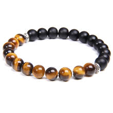 Homens grânulos pulseira natural tigre olho pedra contas pulseira ágata madeira frisado charme pulseira oração yoga jóias homme feminino 2024 - compre barato