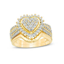 Hainon-Conjunto de anillos de corazón para mujer, anillo de circonita de cristal lleno de oro rosa de lujo, Alianza de boda, anillos de compromiso, regalos de joyería 2024 - compra barato