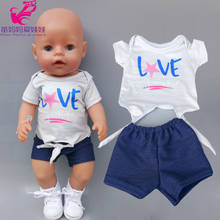 Boneca baby born verão 43cm, camisa jeans, calças curtas para bonecas, roupas 18 cabeças, boneca americana, casaco de bonecas de menina 2024 - compre barato