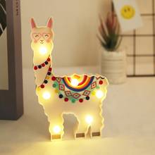 Lâmpada para crianças em forma de alpaca, 6 leds, luz noturna, operada à bateria, mesa para sala, natal, festa, decoração, lâmpada 2024 - compre barato
