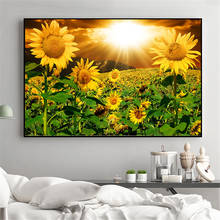 Pintura en lienzo de girasol para decoración del hogar, imágenes rústicas de pared para sala de estar, cocina, póster de paisaje, Impresión de girasol 2024 - compra barato