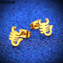 ICAM-pendientes sencillos de acero inoxidable con forma de escorpión para mujer, aretes pequeños, moda, 2019 2024 - compra barato