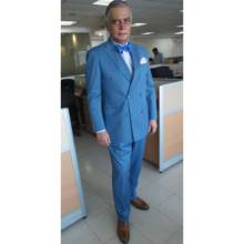Traje de sastre azul para hombre, esmoquin ajustado de 2 piezas para novio de negocios, Blazer de doble botonadura, trajes de boda de graduación (chaqueta + pantalón), 2020 2024 - compra barato