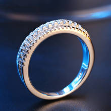 Женское кольцо с кристаллами anel anillos mujer, обручальное кольцо из стерлингового серебра 925 пробы с круглой огранкой, 0.1ct 2024 - купить недорого