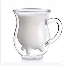 Taza de vidrio de doble capa para leche, vaso de agua de vidrio transparente, taza de doble vidrio para oficina, taza de leche con calefacción para microondas, taza de desayuno 2024 - compra barato